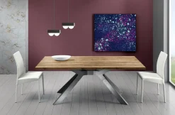 Tavolo Fisso Steel con piano in Laminato finitura Vintage 160x90 cm