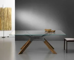 Tavolo fisso Steel con piano in vetro temperato trasparente 160x90 cm