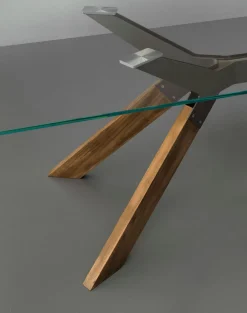 Tavolo fisso Steel con piano in vetro temperato trasparente 160x90 cm