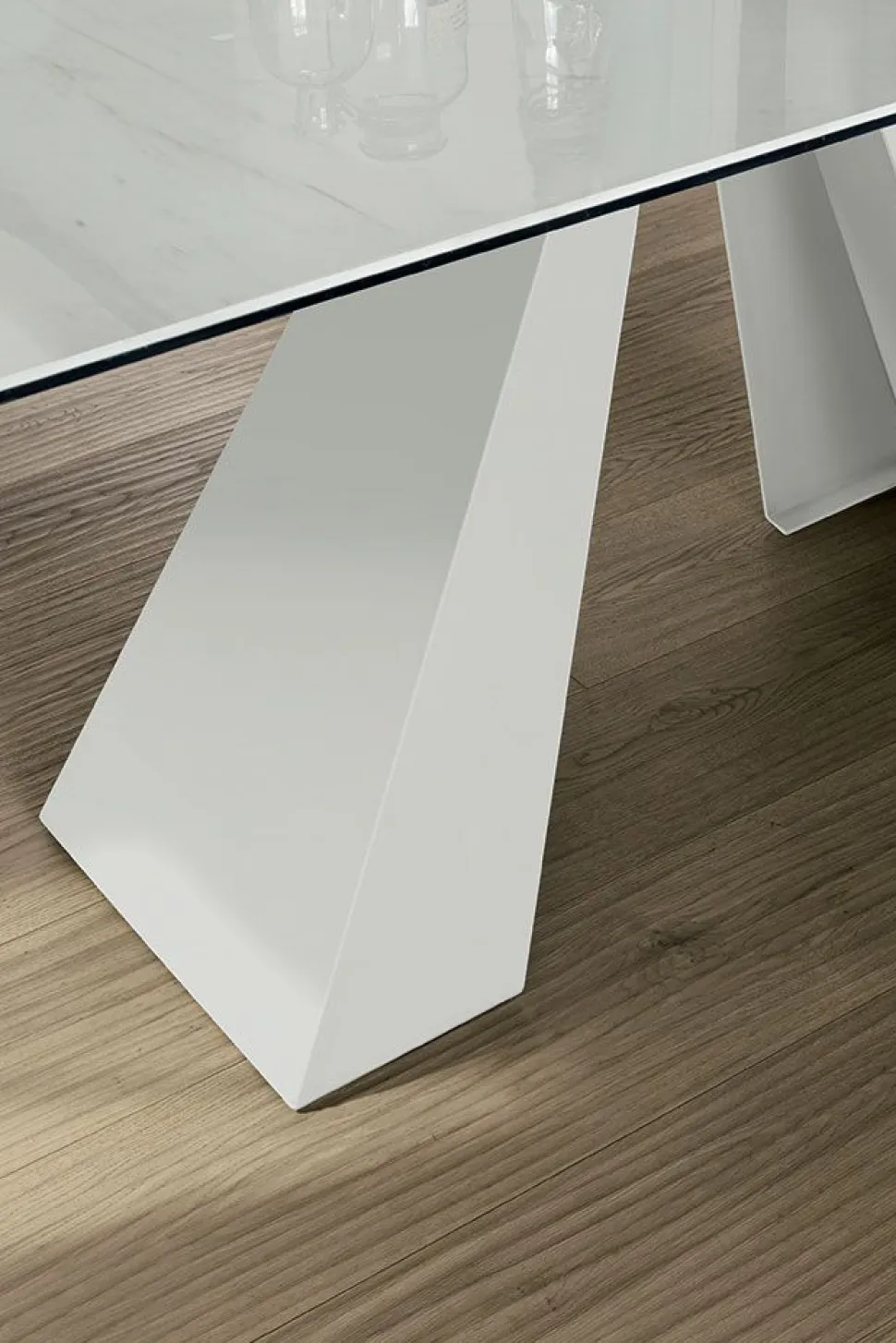Tavolo fisso Taurus con piano in Gres finitura Bianco e Carrara L 180