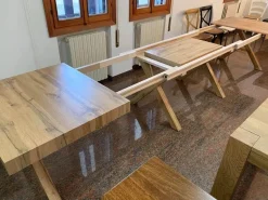 Tavolo in legno X5 rovere , bianco frassino e cemento allungo fino a 4,8mt