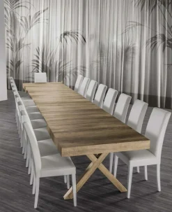 Tavolo in legno X5 rovere , bianco frassino e cemento allungo fino a 4,8mt