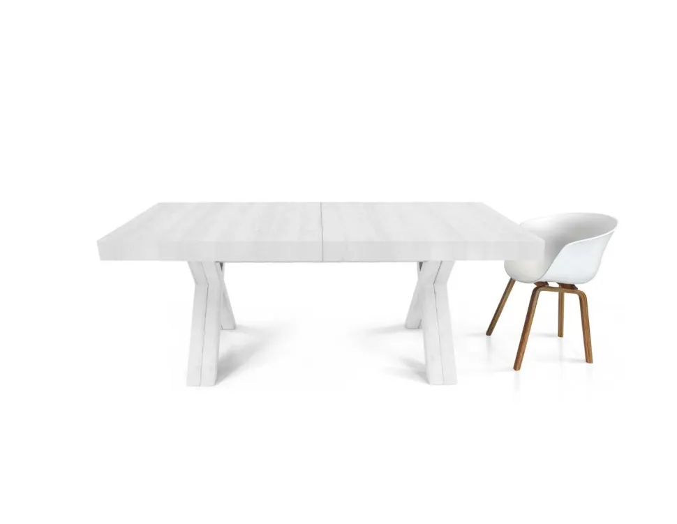 Tavolo in legno X5 rovere , bianco frassino e cemento allungo fino a 4,8mt