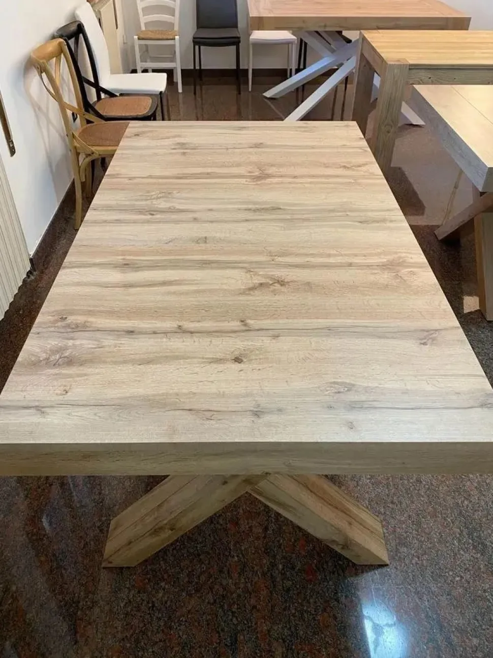 Tavolo in legno X5 rovere , bianco frassino e cemento allungo fino a 4,8mt