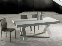 Tavolo in legno X5 rovere , bianco frassino e cemento allungo fino a 4,8mt