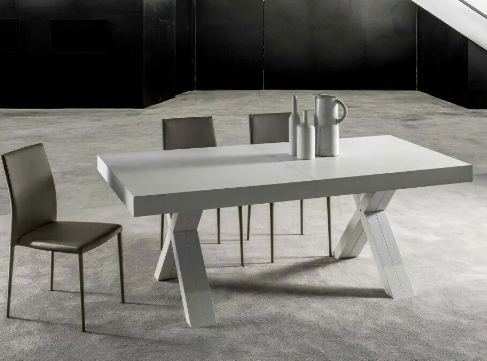 Tavolo in legno X5 rovere , bianco frassino e cemento allungo fino a 4,8mt