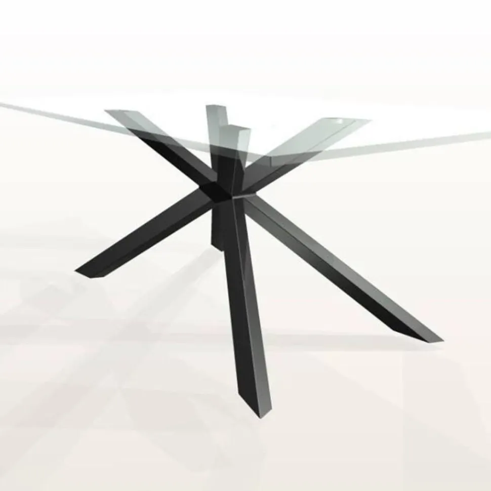 Tavolo Mikado Eurosedia fisso 160x90 gambe grigio e piana in vetro trasparente