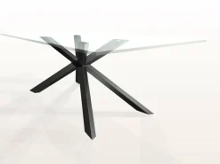 Tavolo Mikado Eurosedia fisso 160x90 gambe grigio e piana in vetro trasparente