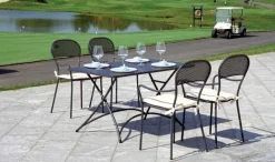 Tavolo Orta Pieghevole 120x70 cm in Ferro Grigio Antracite