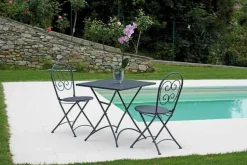 Tavolo Orta Pieghevole 70x70 cm in Ferro Grigio Antracite