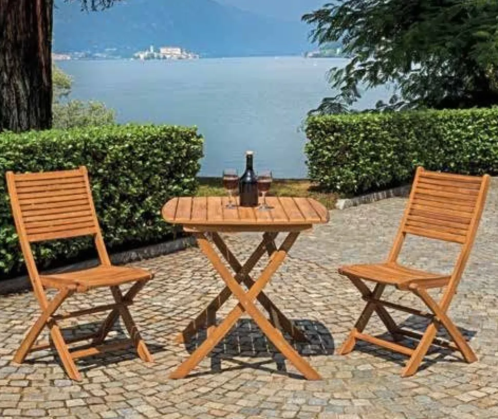 Tavolo Quadrato Pieghevole Piombino in Legno di Acacia 80 x 80 cm