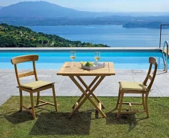 Tavolo Quadrato Pieghevole Vulcano in legno di Teak 80 x 80 cm