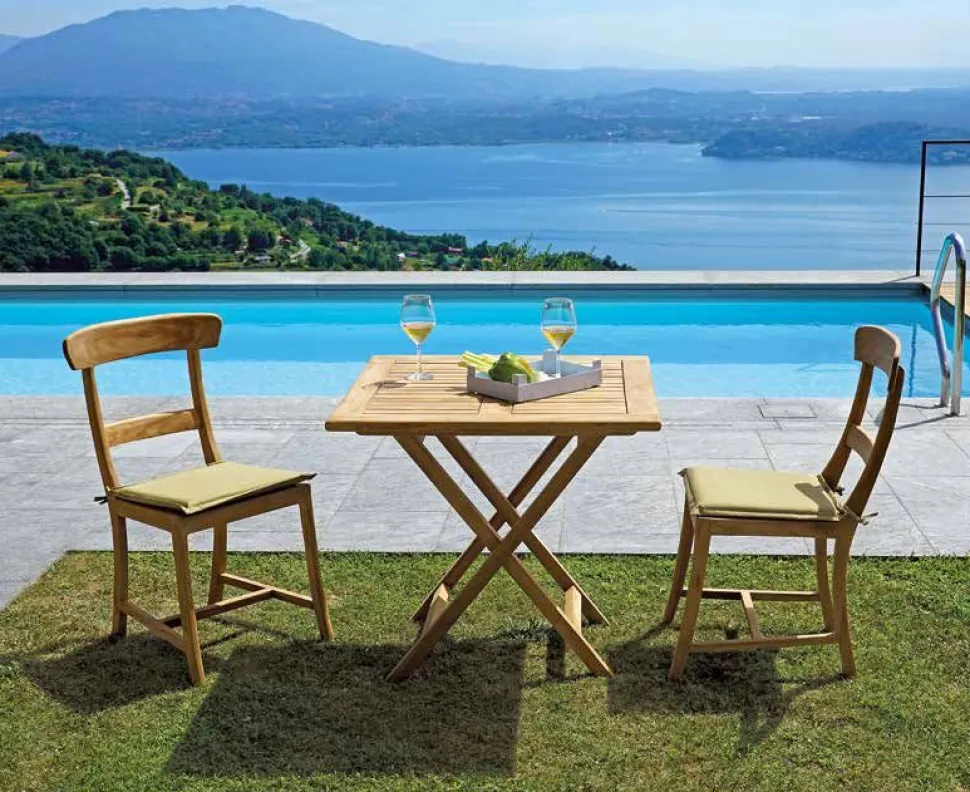Tavolo Quadrato Pieghevole Vulcano in legno di Teak 80 x 80 cm