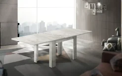 Tavolo raddoppiabile a libro 90x90 finitura Cemento Bianco