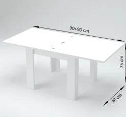 Tavolo raddoppiabile a libro 90x90 finitura Cemento Bianco