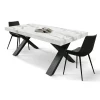 Tavolo rettangolare allungabile con base a X in MDF e piano Nobilitato Marmo Bianco Statuario