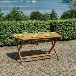Tavolo Rettangolare Pieghevole Castiglione in Legno di Acacia 140 x 80 cm