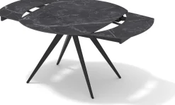 Tavolo Rotante Allungabile con base metallo Nero e piano Ceramica Marmo Nero Opaco modello Titan