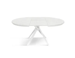 Tavolo rotondo allungabile con piano in nobilitato finitura Bianco Frassino Roxy