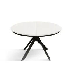 Tavolo rotondo allungabile con piano in nobilitato finitura Bianco Frassino Roxy