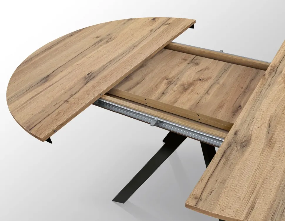 Tavolo rotondo allungabile con piano in nobilitato finitura Rovere rustico Roxy