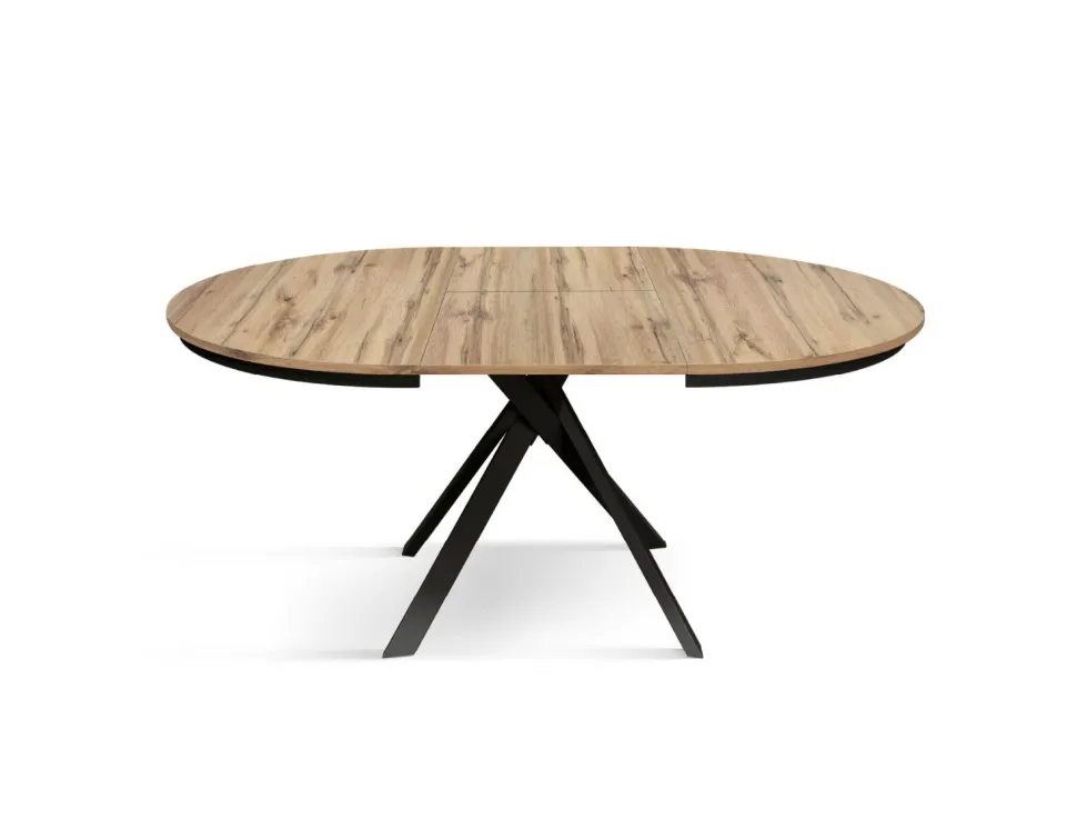 Tavolo rotondo allungabile con piano in nobilitato finitura Rovere rustico Roxy