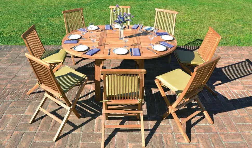 Tavolo Tondo Allungabile Capraia in Teak 120/170 x 120 cm