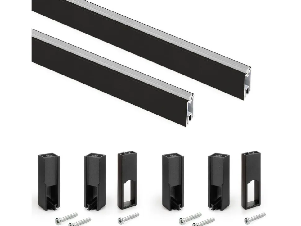 Tubi per armadio Luxe con staffe, Alluminio e Tecnoplastica,disponibile in 2 misure e 2 colori