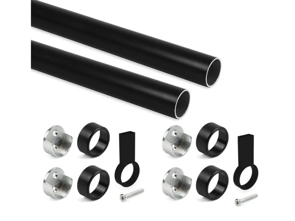 Tubi per armadi rotonde D.28mm con staffe, Alluminio e Zama, disponibile in 2 misure e 3 colori