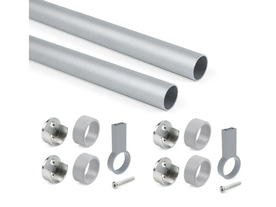 Tubi per armadi rotonde D.28mm con staffe, Alluminio e Zama, disponibile in 2 misure e 3 colori