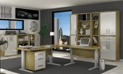 Ufficio completo in finitura Rovere Bordeaux e Bianco Laccato