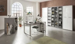 Ufficio completo in finitura Cemento e Bianco Laccato II