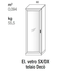 Vetrina 1 anta a telaio linea Prevaling disponibile in vari colori
