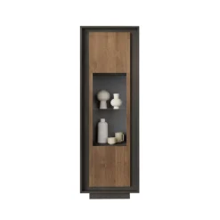 Vetrina 1 anta battente linea Natural in finitura Lava e Rovere Mercure