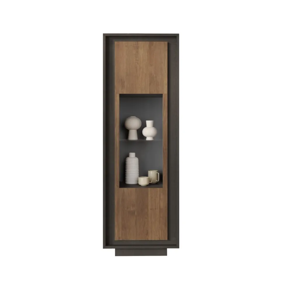 Vetrina 1 anta battente linea Natural in finitura Lava e Rovere Mercure