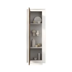 Vetrina 1 anta battente linea Pear in finitura Bianco opaco e Rovere Mercure