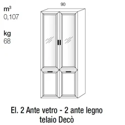 Vetrina 4 ante a telaio linea Prevaling disponibile in vari colori