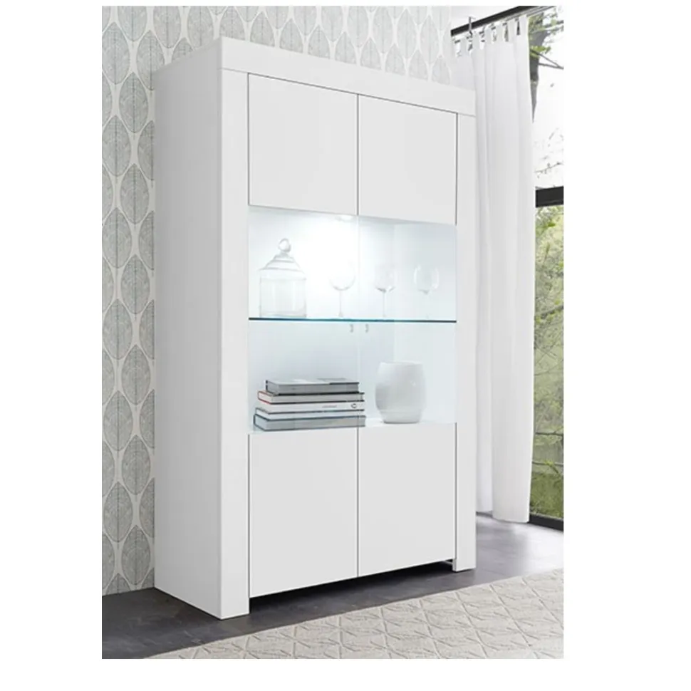 Vetrina 2 ante linea Clear in Bianco Opaco