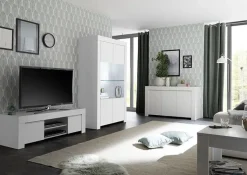 Vetrina 2 ante linea Clear in Bianco Opaco