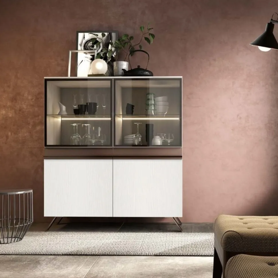 Vetrina Gisa linea Domino in Noce Bianco e Brunito