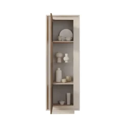 Vetrina moderna Cashmere e Rovere Mercure 1 anta battente linea Eos