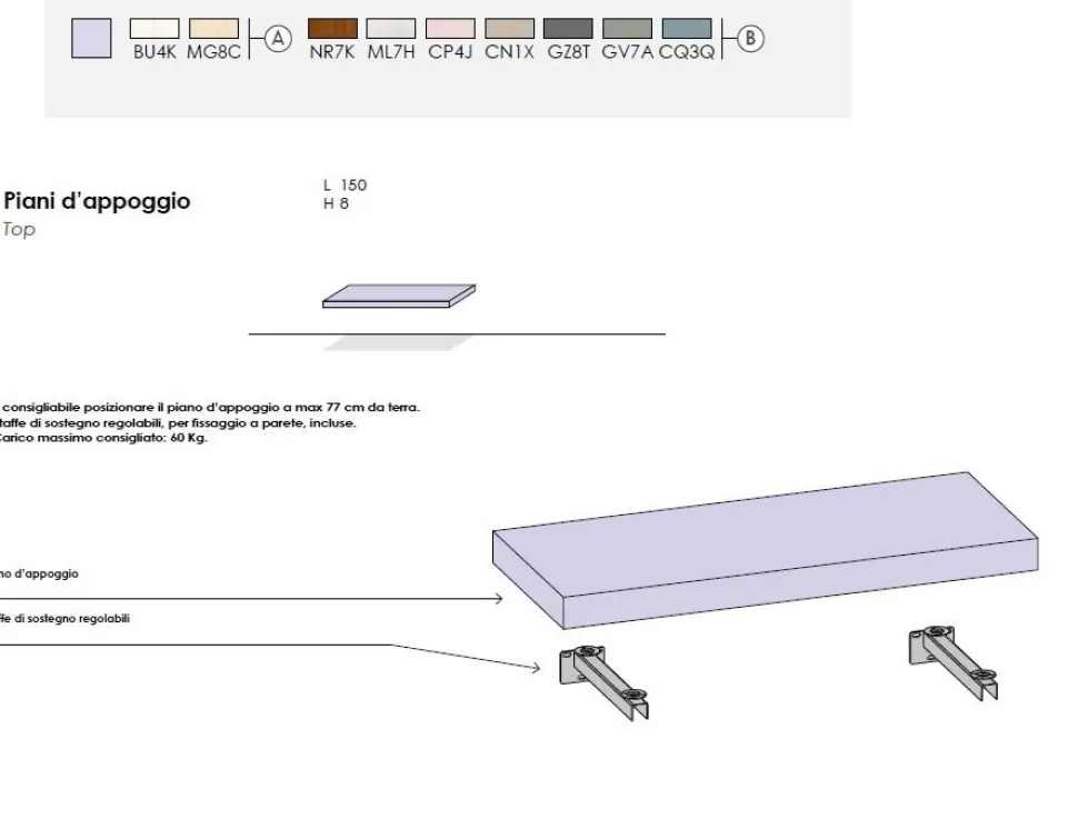 Zona studio attrezzata moderna con scrivania sospesa linea Omega disponibile in vari colori